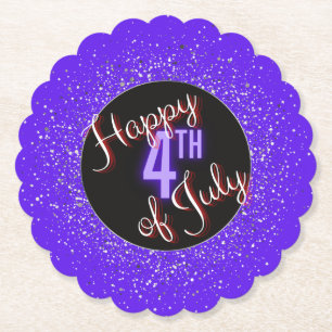 Dessous-de-verre En Papier Joyeux 4 juillet brillant rouge blanc & bleu