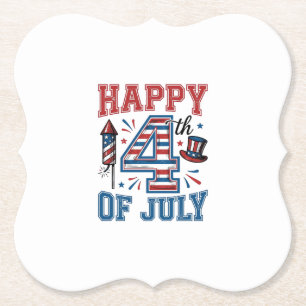 Dessous-de-verre En Papier Joyeux 4 juillet Design vectoriel vintage patrioti