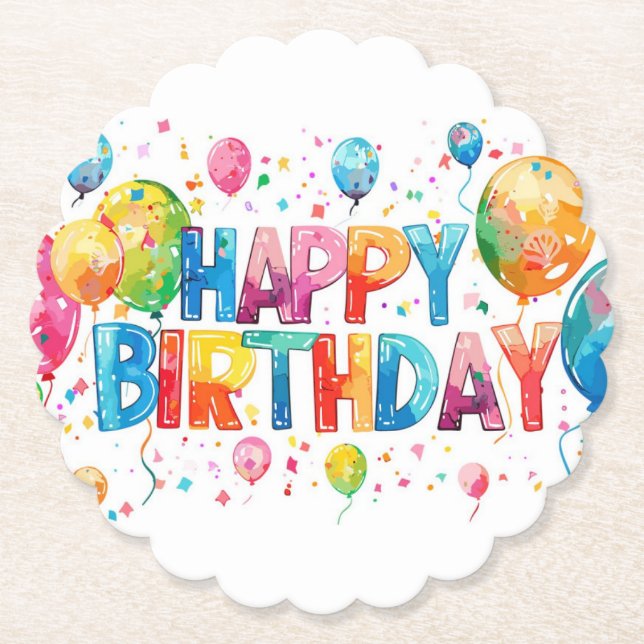 Dessous-de-verre En Papier Joyeux anniversaire (Devant)