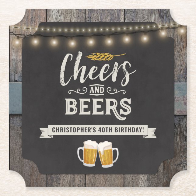 Dessous-de-verre En Papier Joyeux anniversaire Cheers and Beers  (Devant)