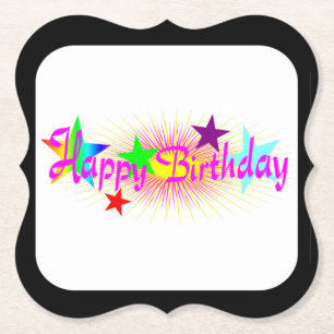 Dessous-de-verre En Papier Joyeux anniversaire et étoiles -