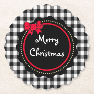 Dessous-de-verre En Papier Joyeux Buffalo de Noël Plaid Style Country
