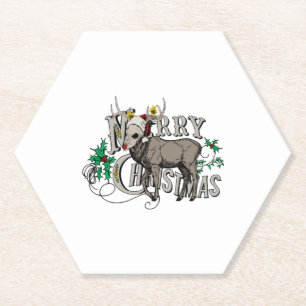 Dessous-de-verre En Papier Joyeux cadeau de Noël Zombie Reindeer Skull