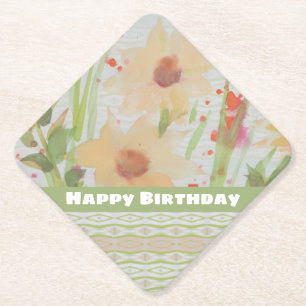 Dessous-de-verre En Papier Joyeux Dessous de verre à fleurs d'anniversaire