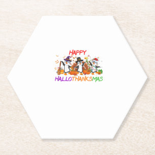 Dessous-de-verre En Papier Joyeux Hallothanksmas Penguin Halloween Thanksgivi