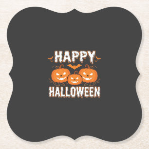 Dessous-de-verre En Papier Joyeux Halloween Citrouille Chauve-Souris Vecteur