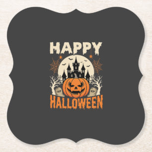 Dessous-de-verre En Papier Joyeux Halloween Citrouille de Jack Château Hanté