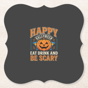 Dessous-de-verre En Papier Joyeux Halloween Citrouille Manger Boire Être Effr