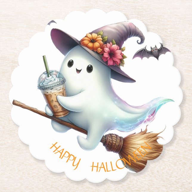 Dessous-de-verre En Papier Joyeux Halloween effrayant (Devant)