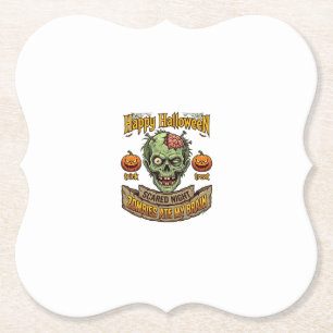 Dessous-de-verre En Papier Joyeux Halloween Les Zombies Ont Mangé La Tête De 