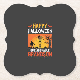 Dessous-de-verre En Papier Joyeux Halloween Petit-Fils Squelette Citrouille