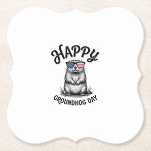Dessous-de-verre En Papier Joyeux jour de la marmotte vintage gravure shirt d