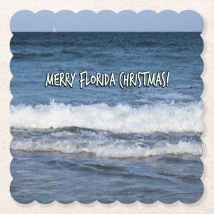 Dessous-de-verre En Papier Joyeux Noël de Floride au-dessus de l'océan