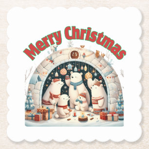 Dessous-de-verre En Papier Joyeux Noël du pôle Nord