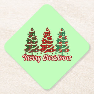 Dessous-de-verre En Papier Joyeux Noël Motif Arbres à Carreaux de Buffalo -42