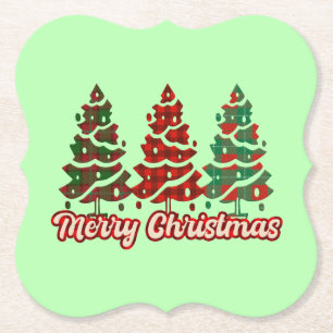 Dessous-de-verre En Papier Joyeux Noël Motif Arbres à carreaux de Buffalo -42