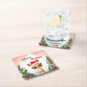 Dessous-de-verre En Papier Joyeux Noël Rouge Cachemire Père Noël fête de Noël