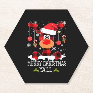 Dessous-de-verre En Papier Joyeux Noël Ya ll Buffalo Red Plaid Reindeer S