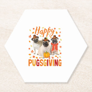 Dessous-de-verre En Papier Joyeux Pugsgiving mignon Thanksgiving Carlin Chien