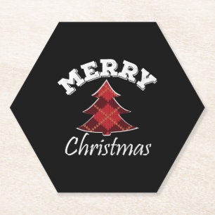 Dessous-de-verre En Papier Joyeux sapin plaid de Noël