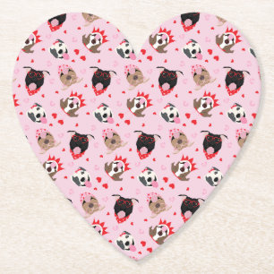 Dessous-de-verre En Papier Joyeux Valentines Day American Pit Bull Terriers