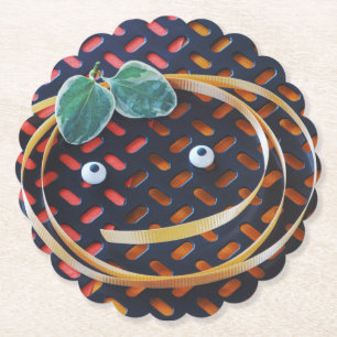 Dessous-de-verre En Papier Joyeux visage pour été automne couleurs orange sai