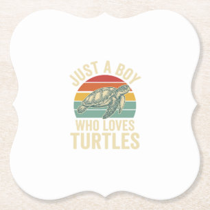 Dessous-de-verre En Papier Juste un garçon qui aime les tortues Vintage Turtl