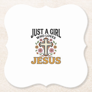 Dessous-de-verre En Papier Juste une fille qui aime Jésus Floral Cross Shirt_