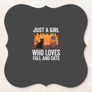Dessous-de-verre En Papier Juste une fille qui aime l'automne et les chats_1