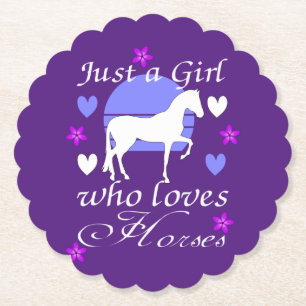Dessous-de-verre En Papier Juste une fille qui aime les chevaux en violet
