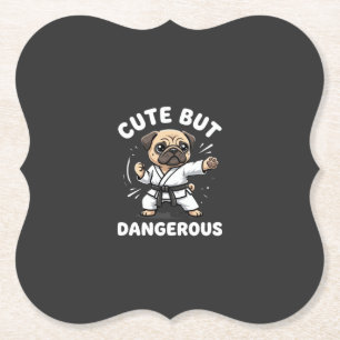 Dessous-de-verre En Papier Karateka Pug Chien Mignon Mais Dangereux