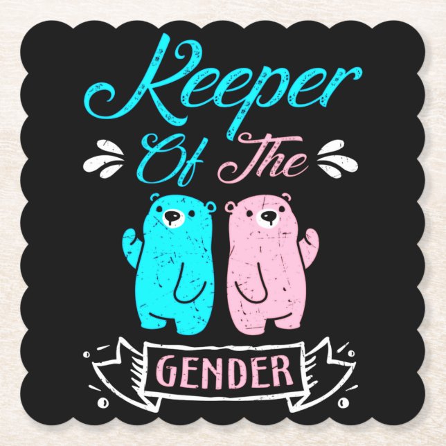 Dessous-de-verre En Papier Keeper of the Gender Pink and Blue Teddy Bear (Devant)