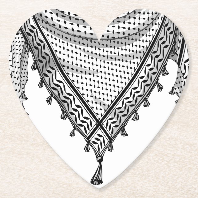 Dessous-de-verre En Papier Keffiyeh Écharpe palestinienne tissu traditionnel (Devant)