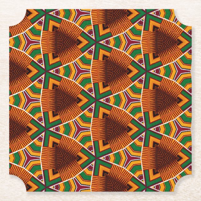 Dessous-de-verre En Papier Kente Geometrics Kwanzaa Afrocentric (Devant)