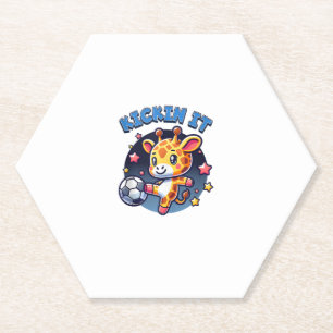 Dessous-de-verre En Papier Kickin It Soccer Joueur Giraffe Ball Filles Garçon