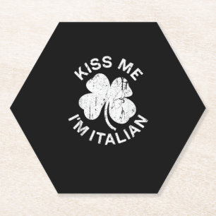 Dessous-de-verre En Papier Kiss Me Je suis Italien T-shirt Saint Patrick Day