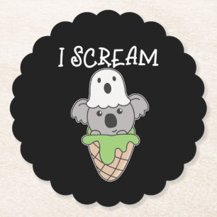 Dessous-de-verre En Papier Koala Halloween Ghost I Scream Ice Cream Pun