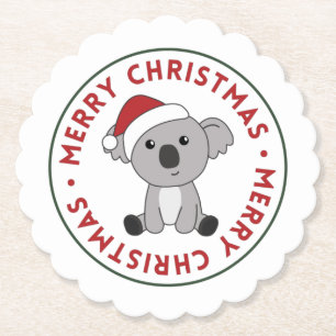 Dessous-de-verre En Papier Koala Noël Neige Animaux d'hiver Koalas Papier C