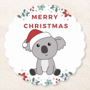 Dessous-de-verre En Papier Koala Noël Neige Animaux d'hiver Koalas Papier C