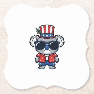 Dessous-de-verre En Papier Koala patriotique art vectoriel de style vintage_1