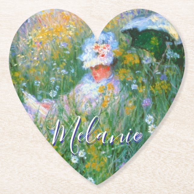 Dessous-de-verre En Papier La Dame de Claude Monet Peinture Dans La Prairie (Devant)