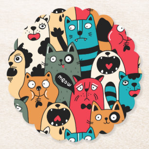 Dessous-de-verre En Papier La foule de chats