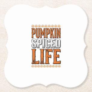 Dessous-de-verre En Papier La vie épicée de citrouille Typographie Halloween