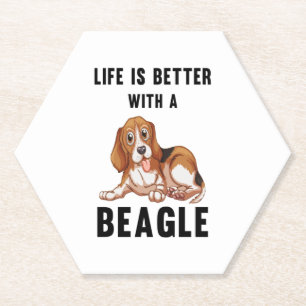 Dessous-de-verre En Papier La vie est meilleure avec un Beagle