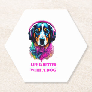 Dessous-de-verre En Papier La vie est meilleure avec un chien