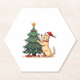 Dessous-de-verre En Papier Labrador Christmas Tree Helper