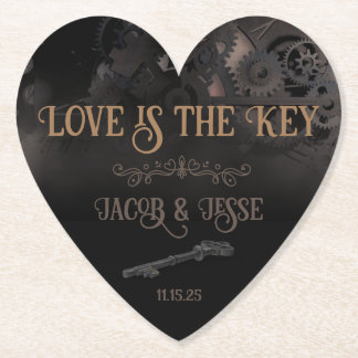 Dessous-de-verre En Papier L'amour est le Mariage Key Steampunk