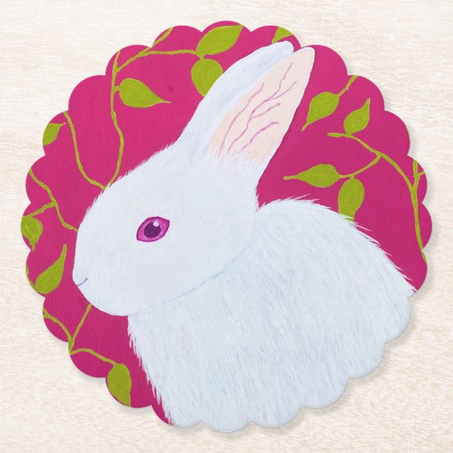Dessous-de-verre En Papier lapin blanc (Devant)