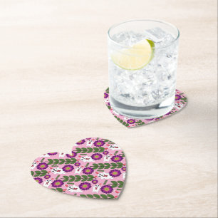 Dessous-de-verre En Papier Lapin de printemps Kawaii : Floral violet vibrant 