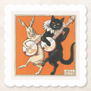 Dessous-de-verre En Papier Lapin et chat dansants musicaux